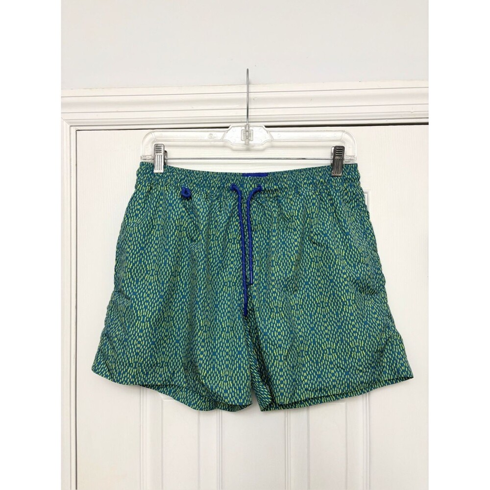 Crasqi Swim Trunks Shorts Men's Green Yellow Printed Patterned L